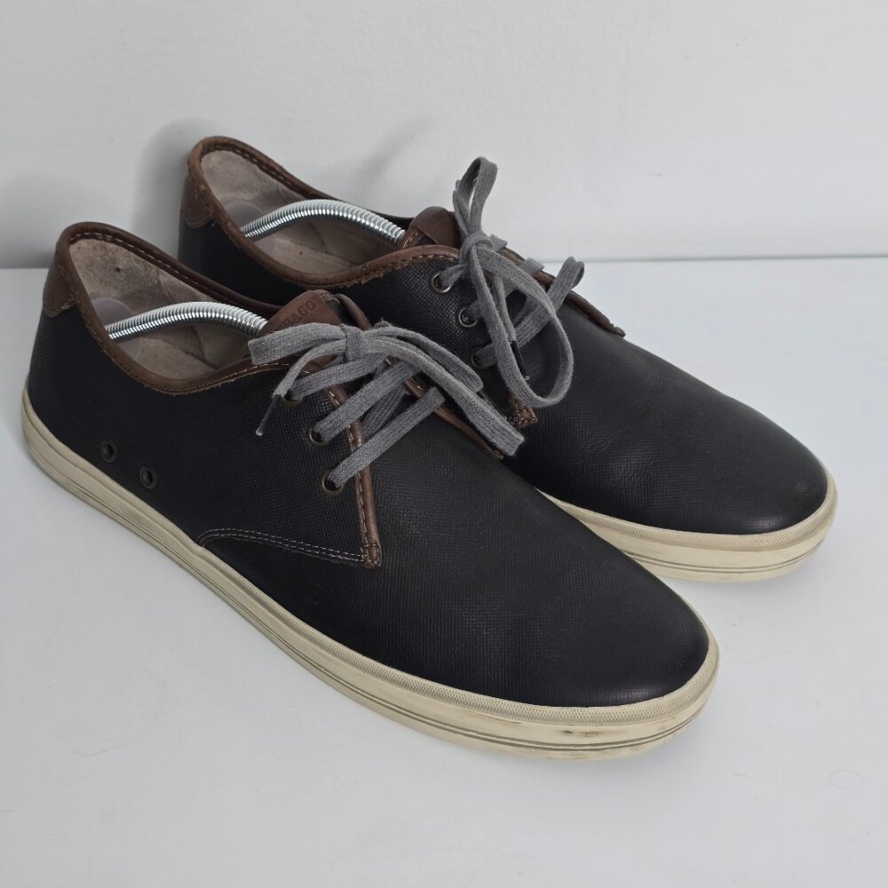 Sebago Frome Glover Plain-Toe Canvas Boat Shoes Sneaker Mens Black Sz 12 Lace up